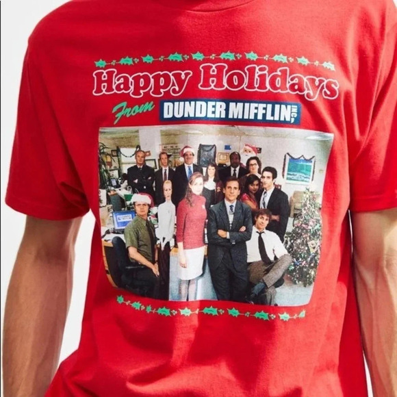 The Office Size Small Red “Happy Holidays” From the Dunder Mifflin Inc.Unisex - Picture 2 of 4